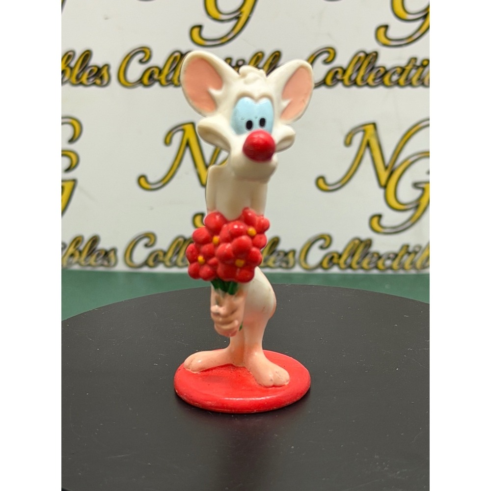Vintage 1997 Pinky and the Brain Pinky with Flowers PVC Figure Elmer's WB